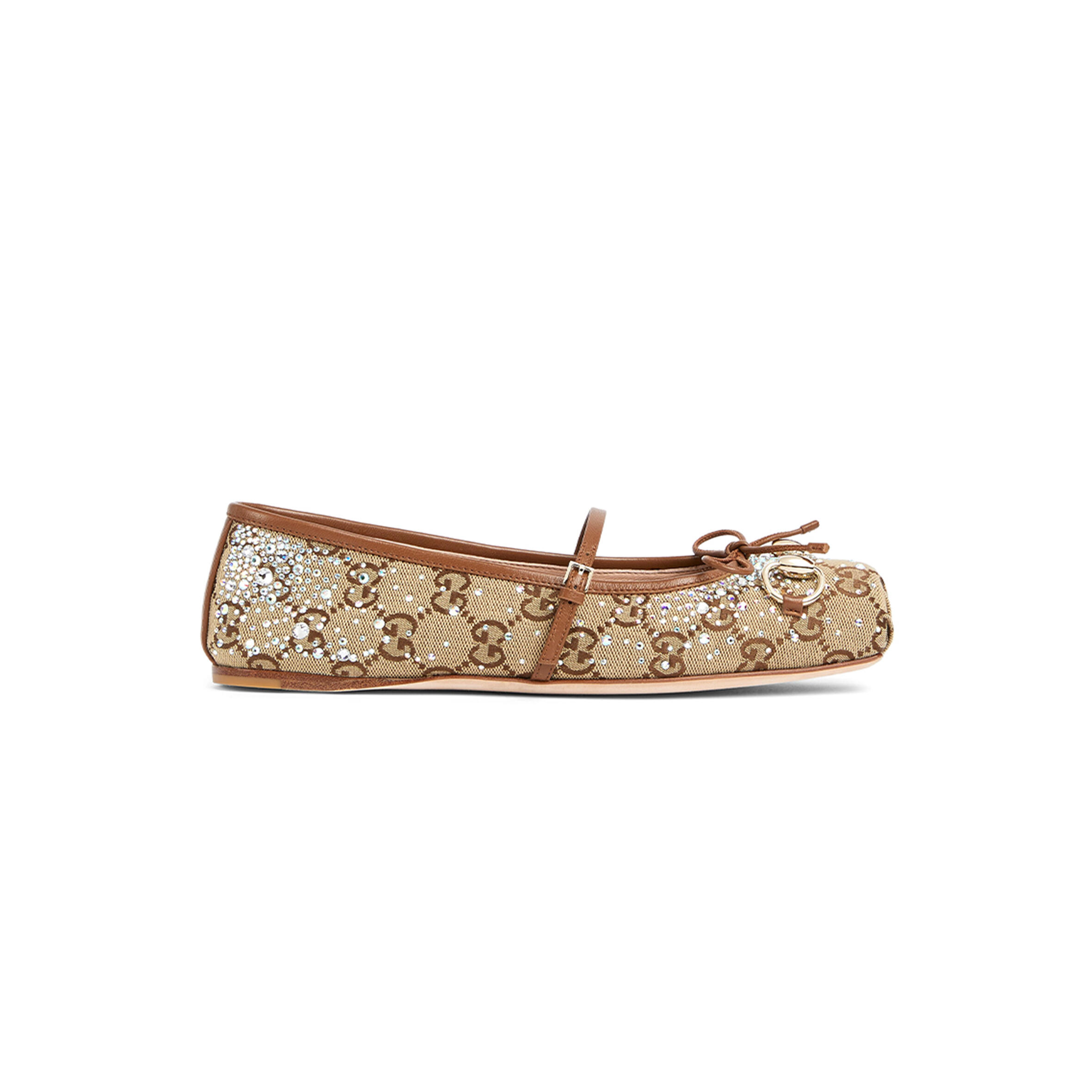 GUCCI WOMEN'S GG CRYSTAL GUCCI HORSEBIT BALLET FLAT 848330